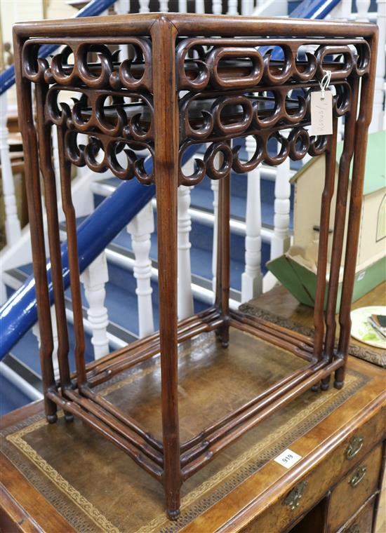 A set of 3 Chinese hardwood graduated side tables W.50cm.